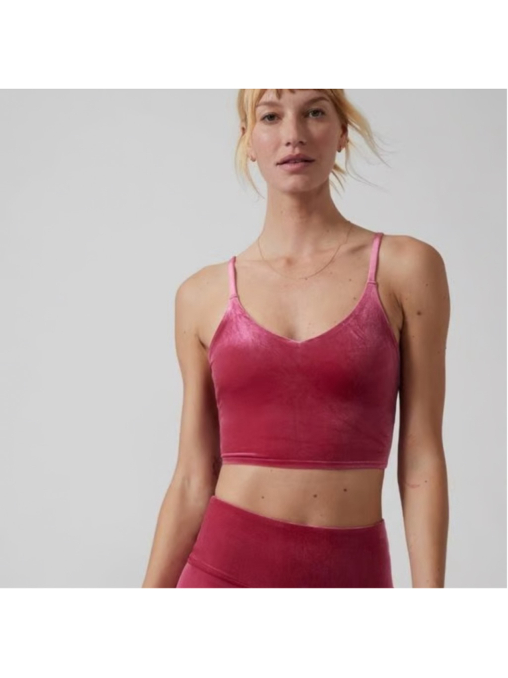 NWT Athleta Elation V-Neck Velvet Crop Top A-C cup